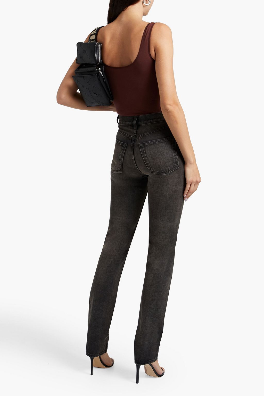 Faded high-rise straight-leg jeans 