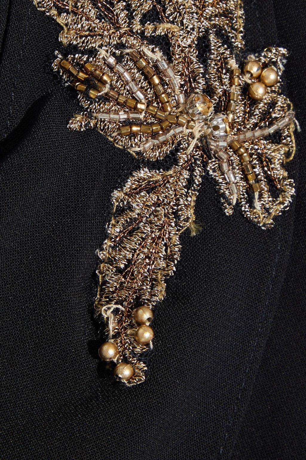 MARCHESA NOTTE Drapierte Robe aus Crêpe mit Verzierung und asymmetrischer Schulterpartie