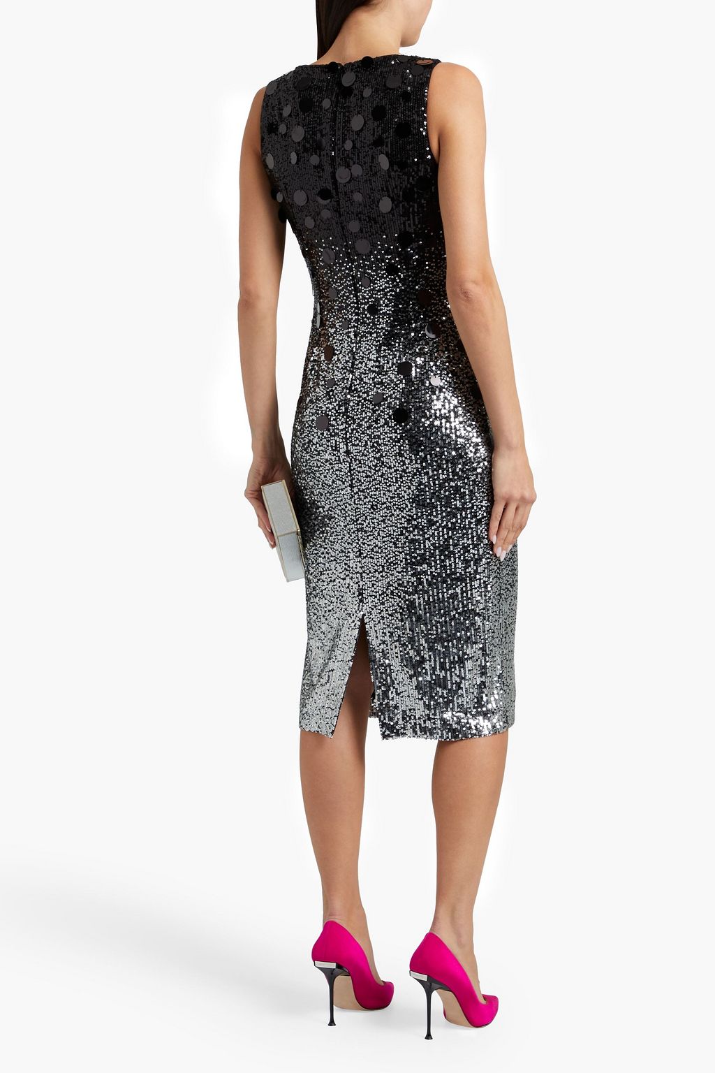 BADGLEY MISCHKA Sequined stretch-tulle midi dress
