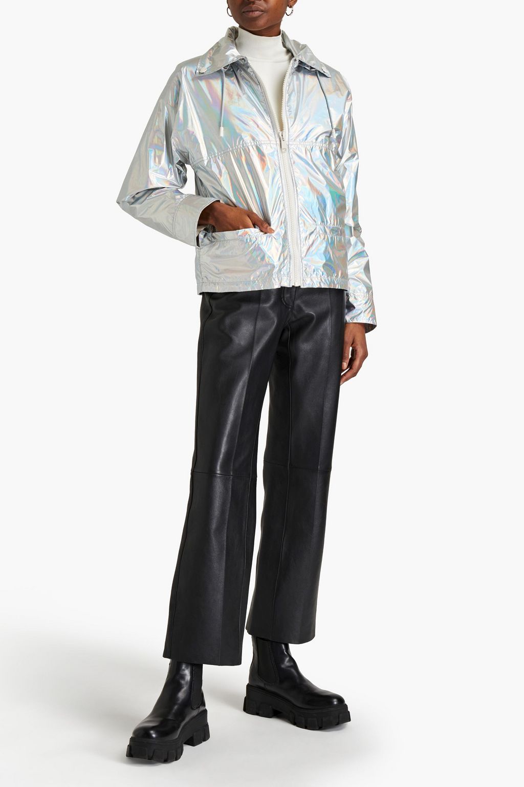ARMY BY YVES SALOMON Holographic shell hooded jacket
