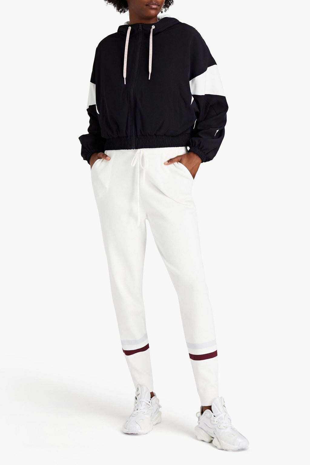 THE UPSIDE Ribbed striped cotton-blend jersey track pants