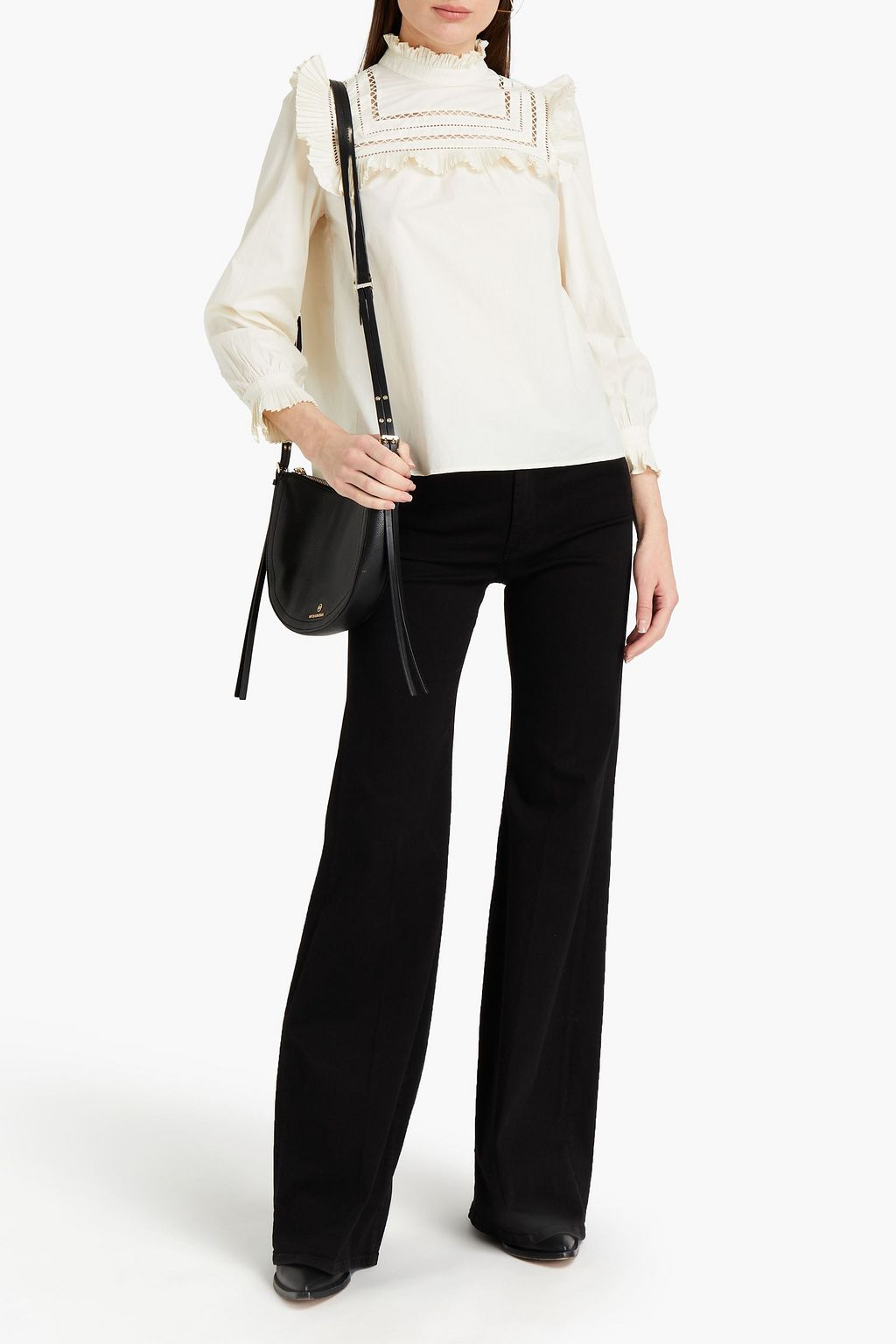 ZADIG&VOLTAIRE Trace lattice-trimmed cotton-poplin blouse