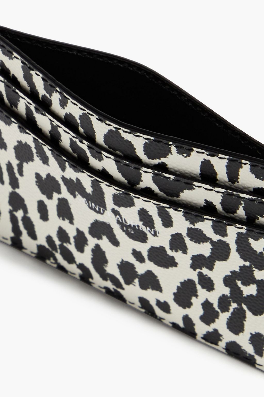 SAINT LAURENT Leopard-print leather cardholder