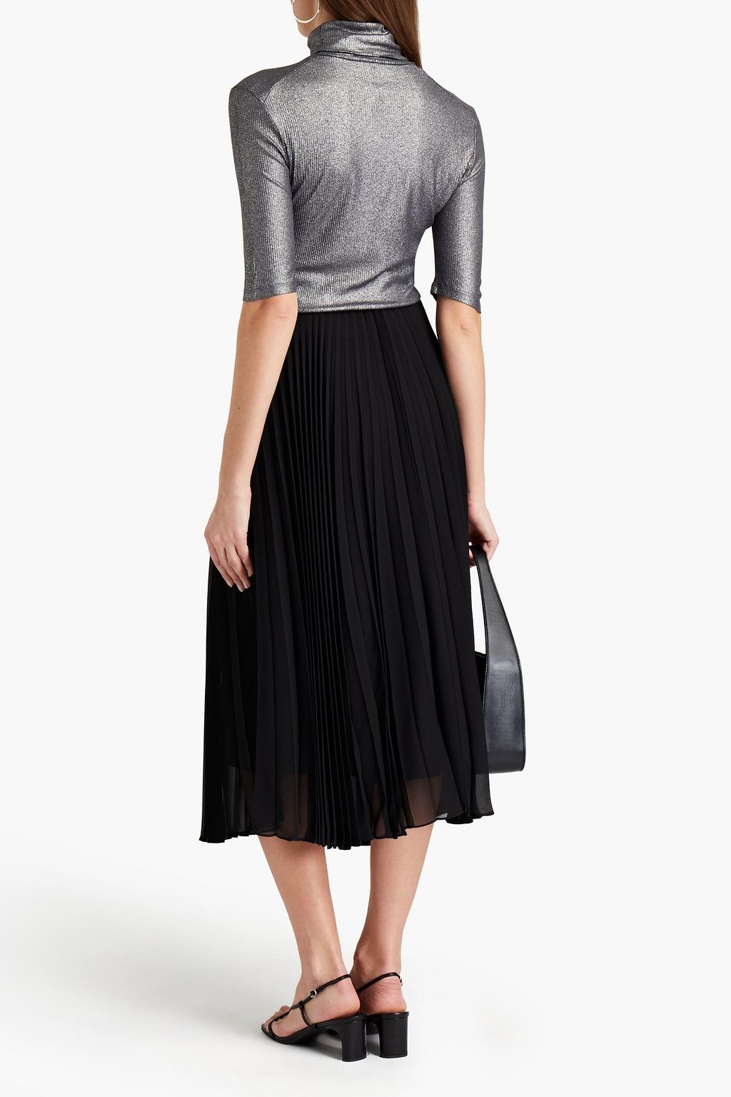 MAJESTIC FILATURES Metallic ribbed stretch-jersey turtleneck top