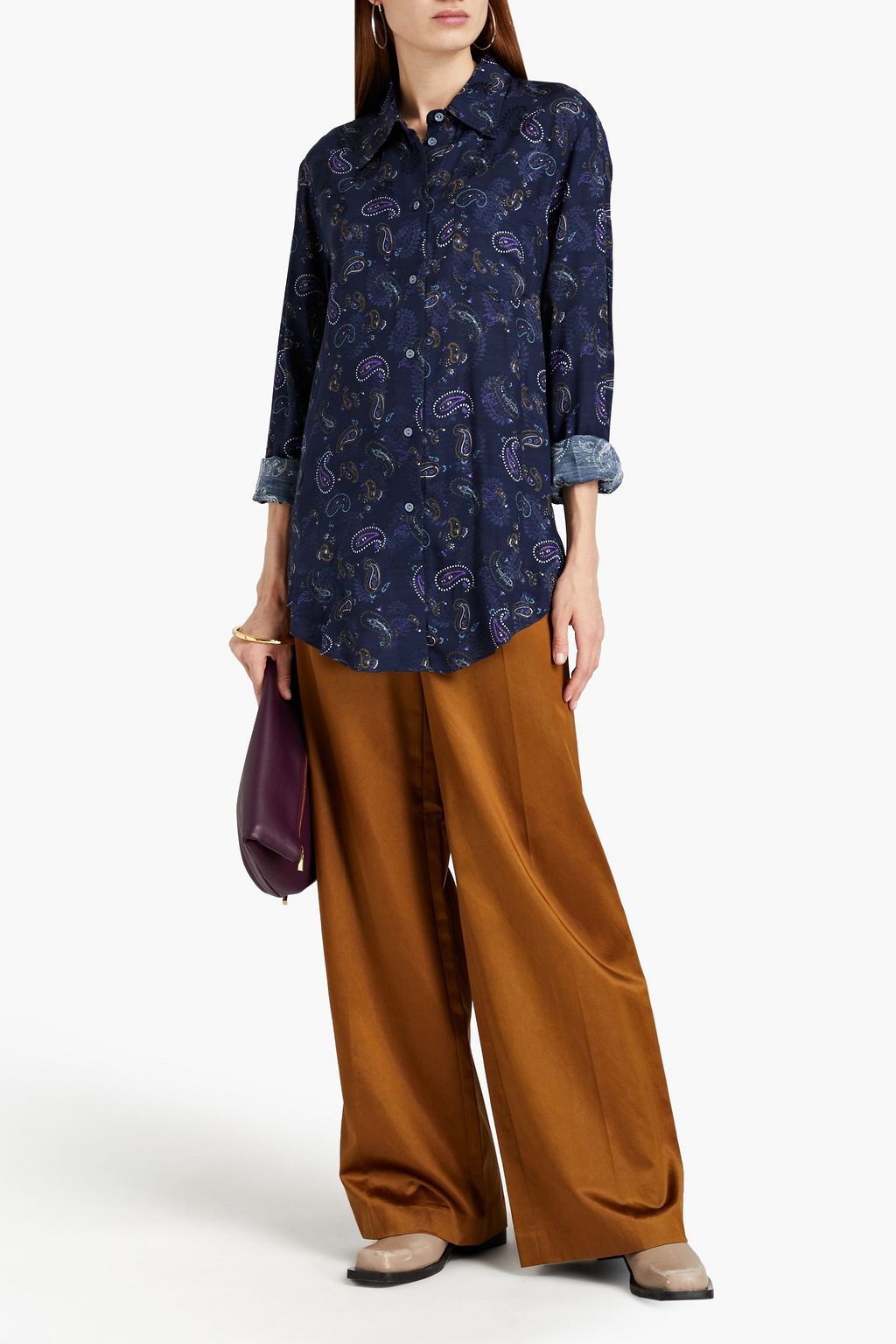 ACNE STUDIOS Paisley-print satin-jacquard shirt