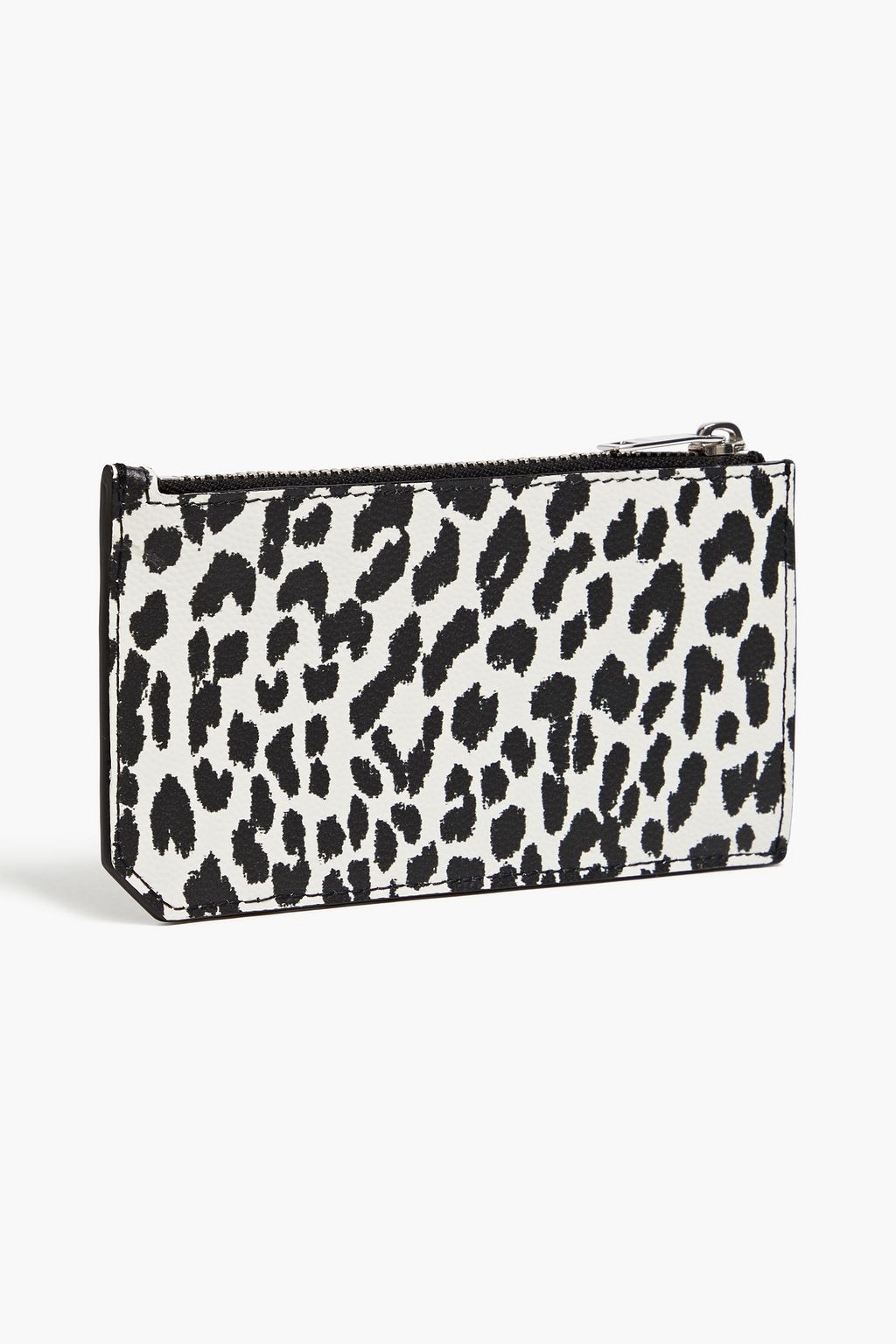 SAINT LAURENT Leopard-print textured-leather cardholder