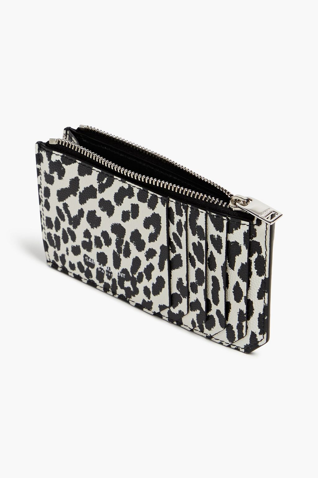 SAINT LAURENT Leopard-print textured-leather cardholder