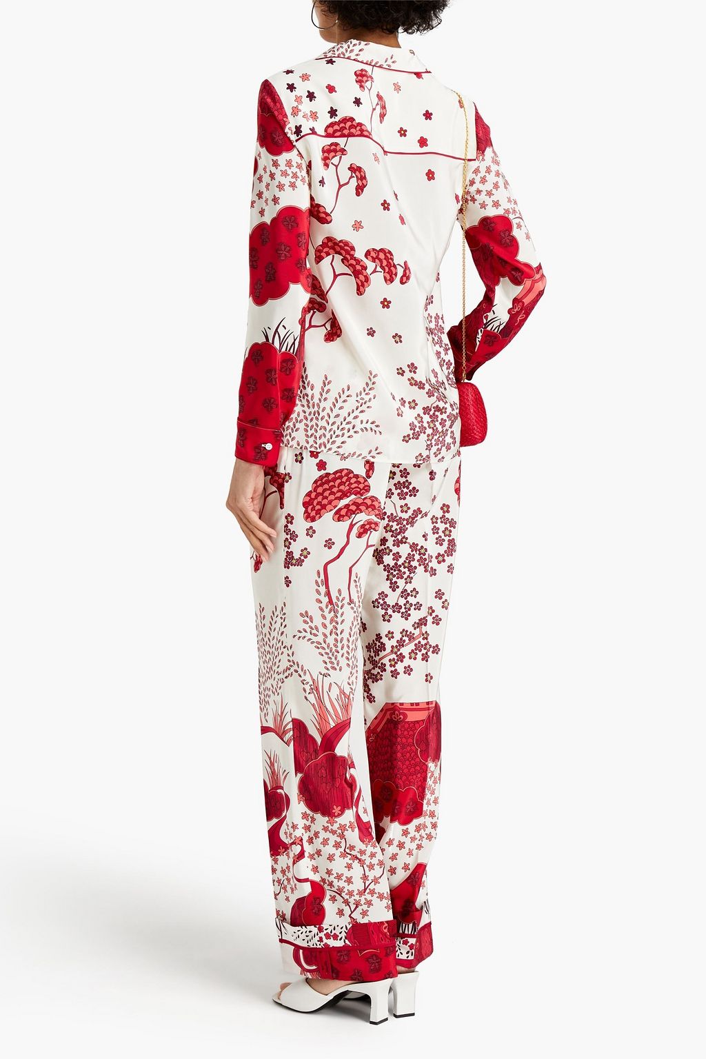 REDVALENTINO Floral-print silk-crepe de chine shirt