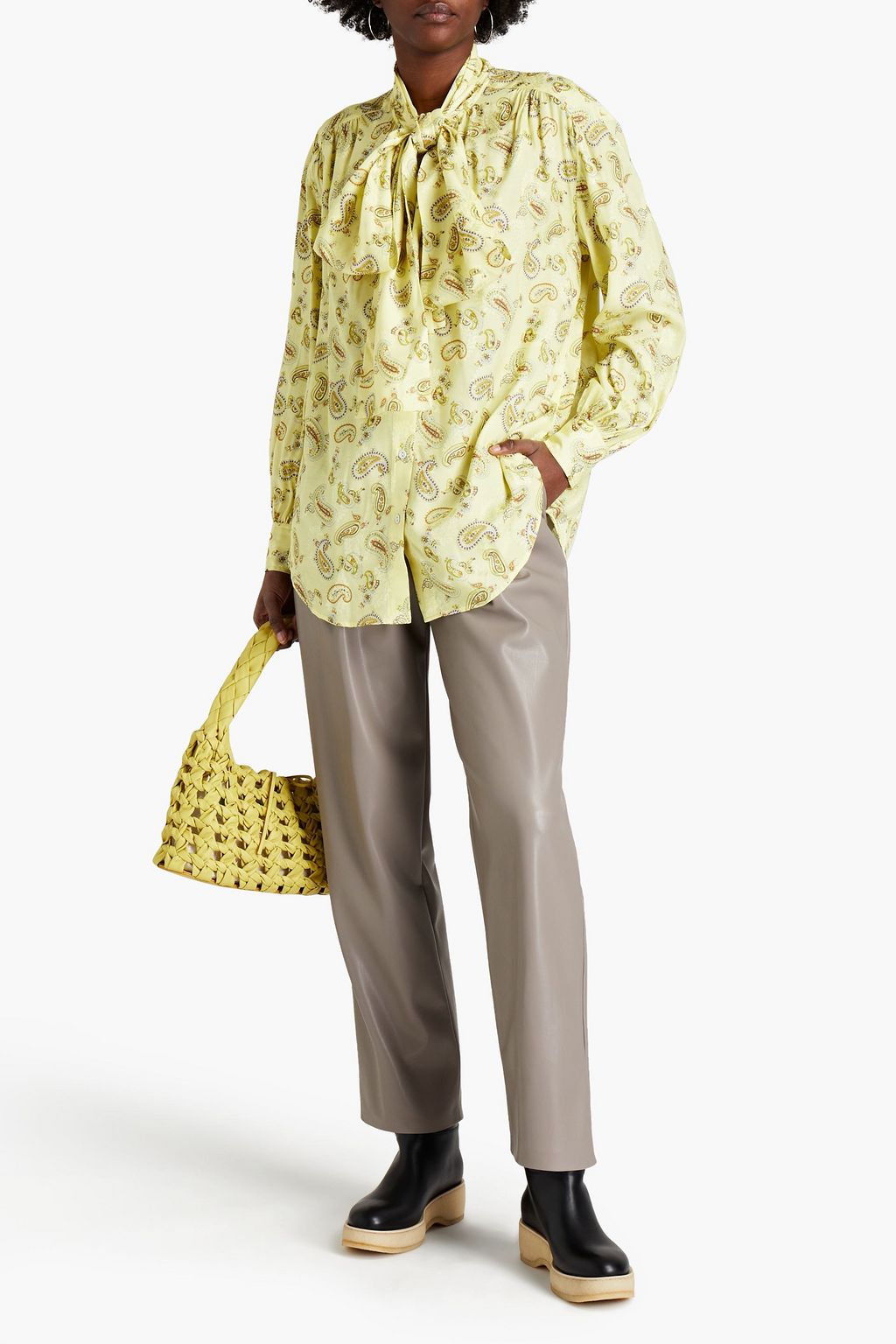 ACNE STUDIOS Pussy-bow paisley-print satin-jacquard shirt