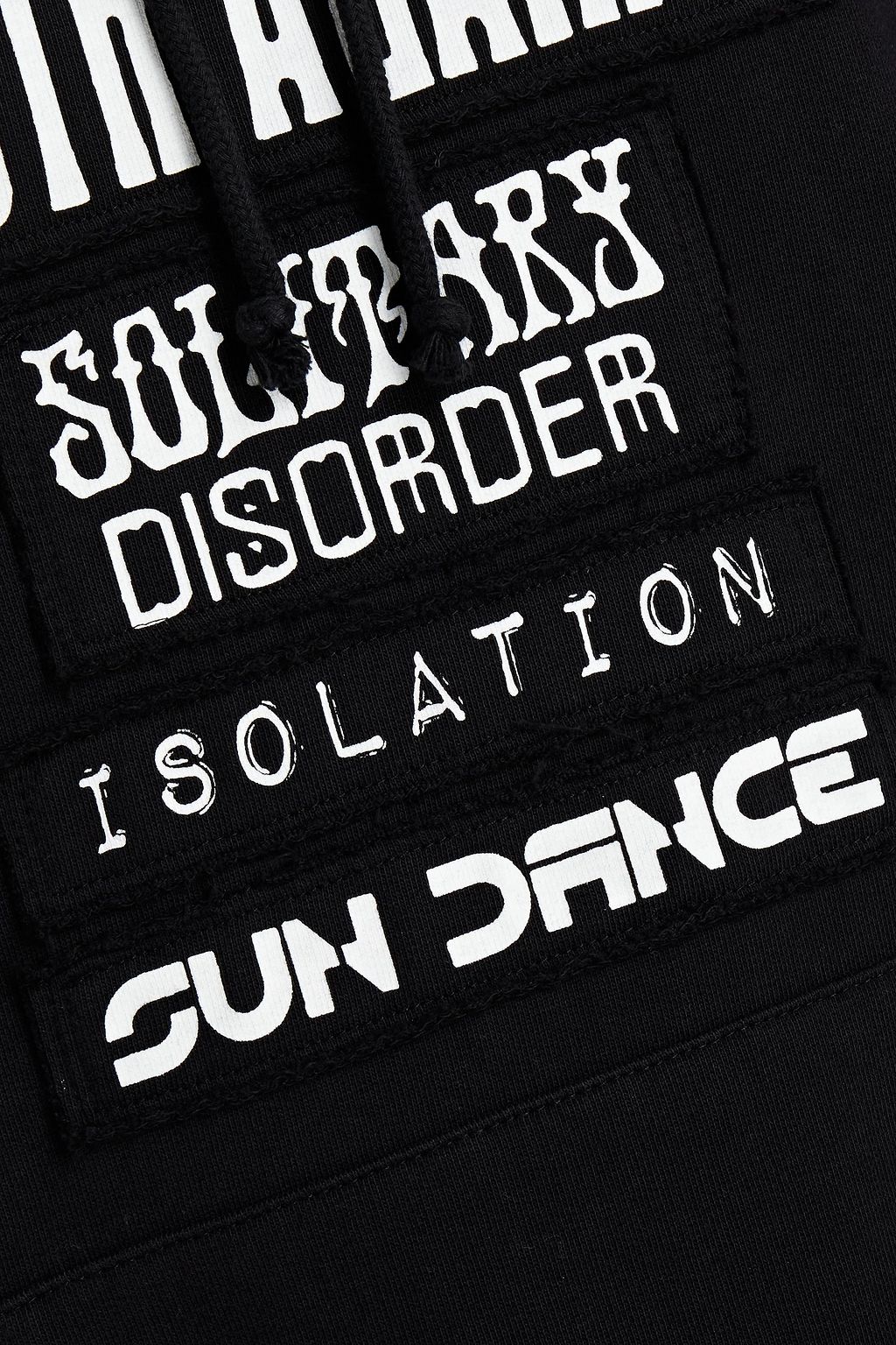 RAF SIMONS Distressed printed French cotton-terry hoodie