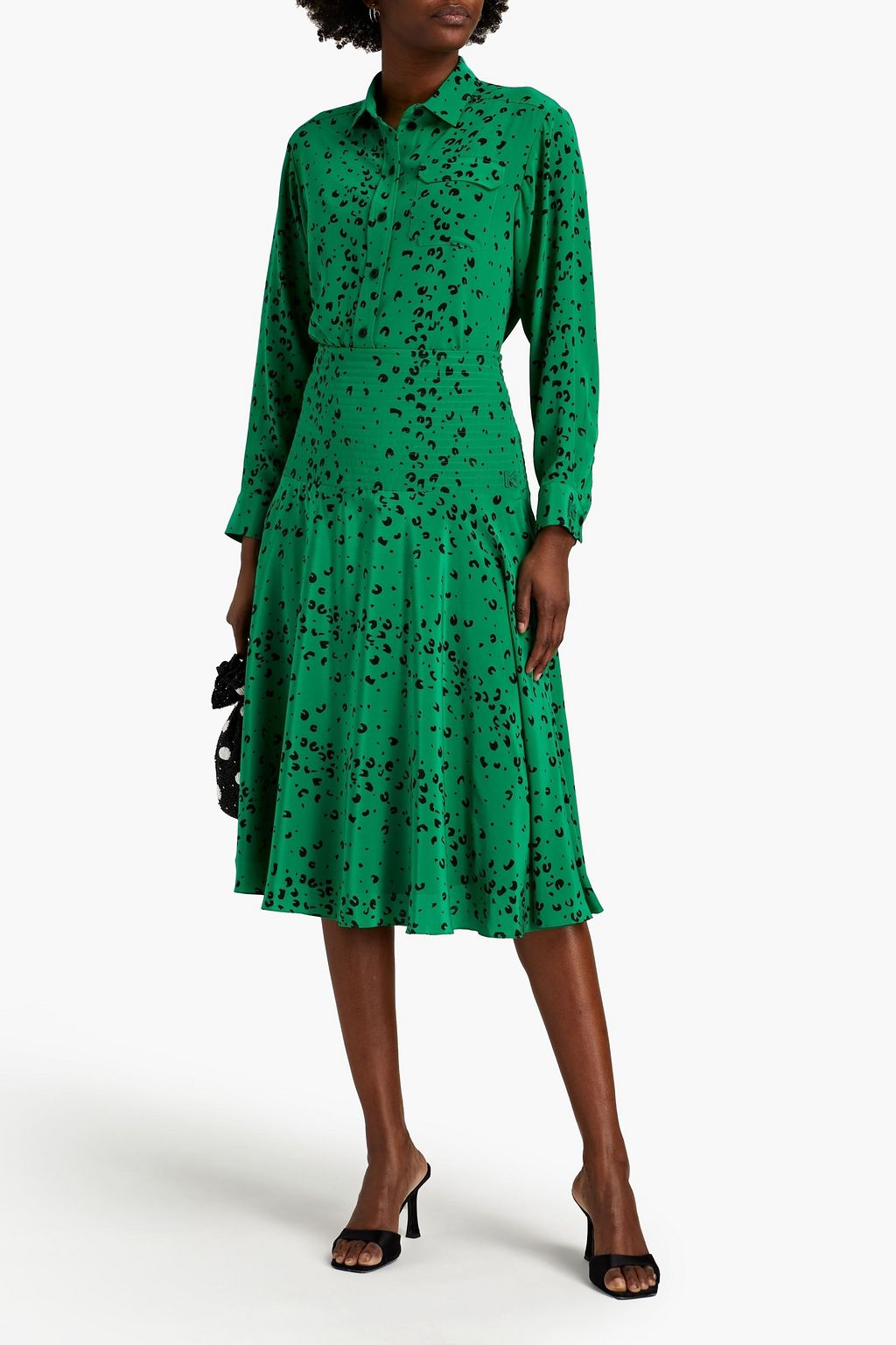 KENZO Leopard-print silk crepe de chine midi skirt