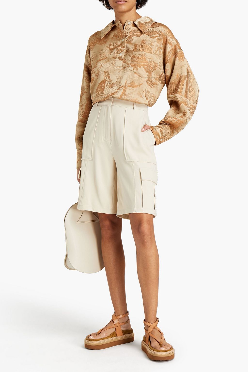 SAMSØE Φ SAMSØE Oversized satin-jacquard shirt