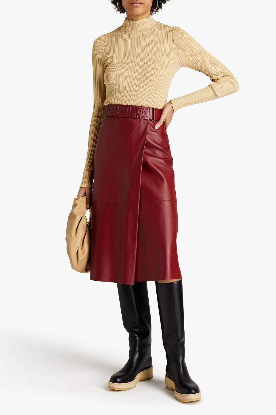 Acne Studios Ribbed Cotton-blend Turtleneck Sweater In Beige