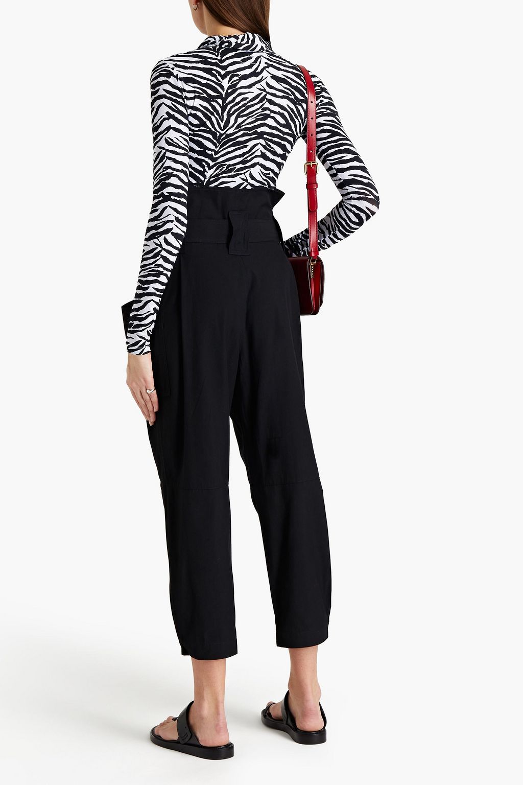 KENZO Belted pleated twill tapered pants