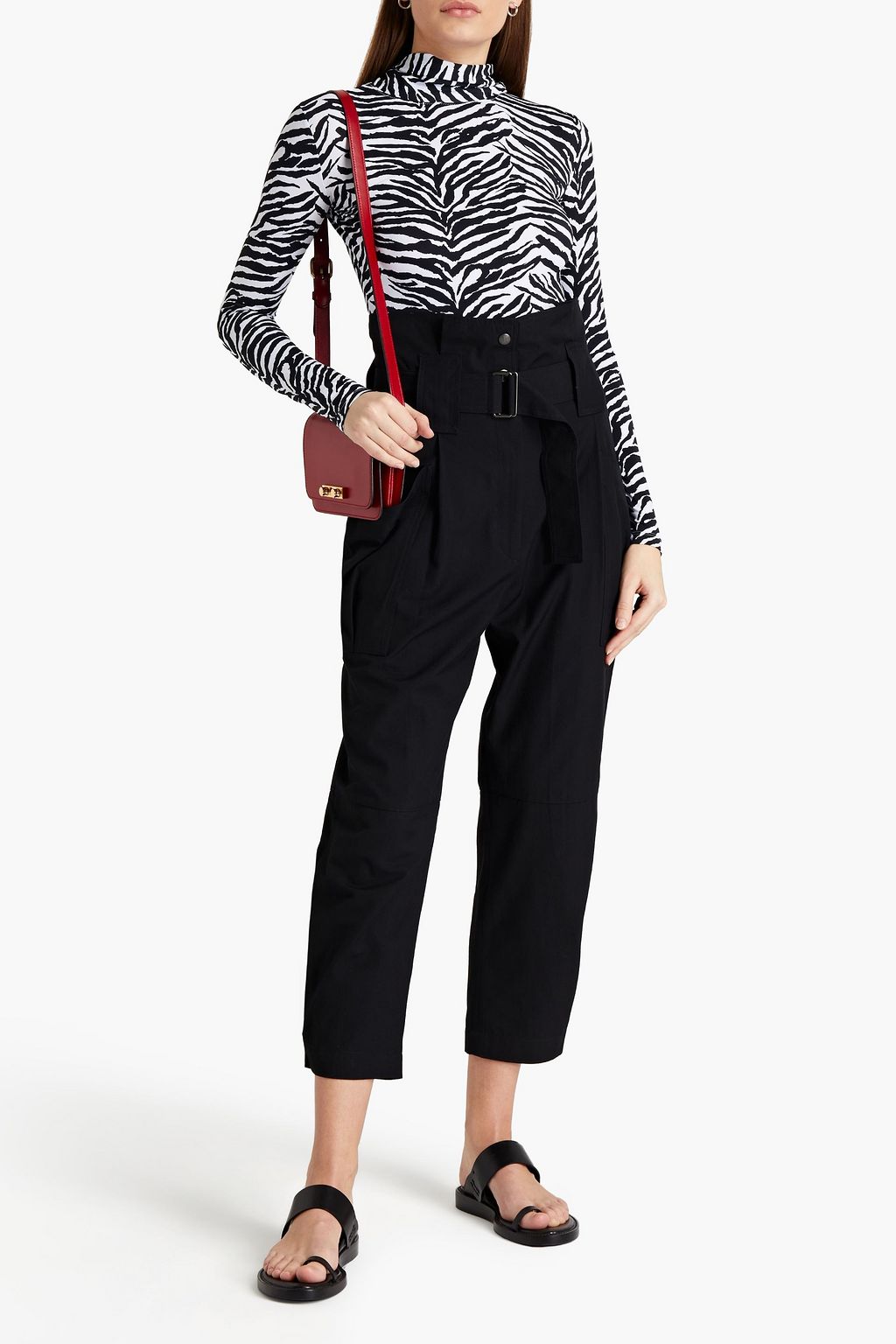 KENZO Belted pleated twill tapered pants