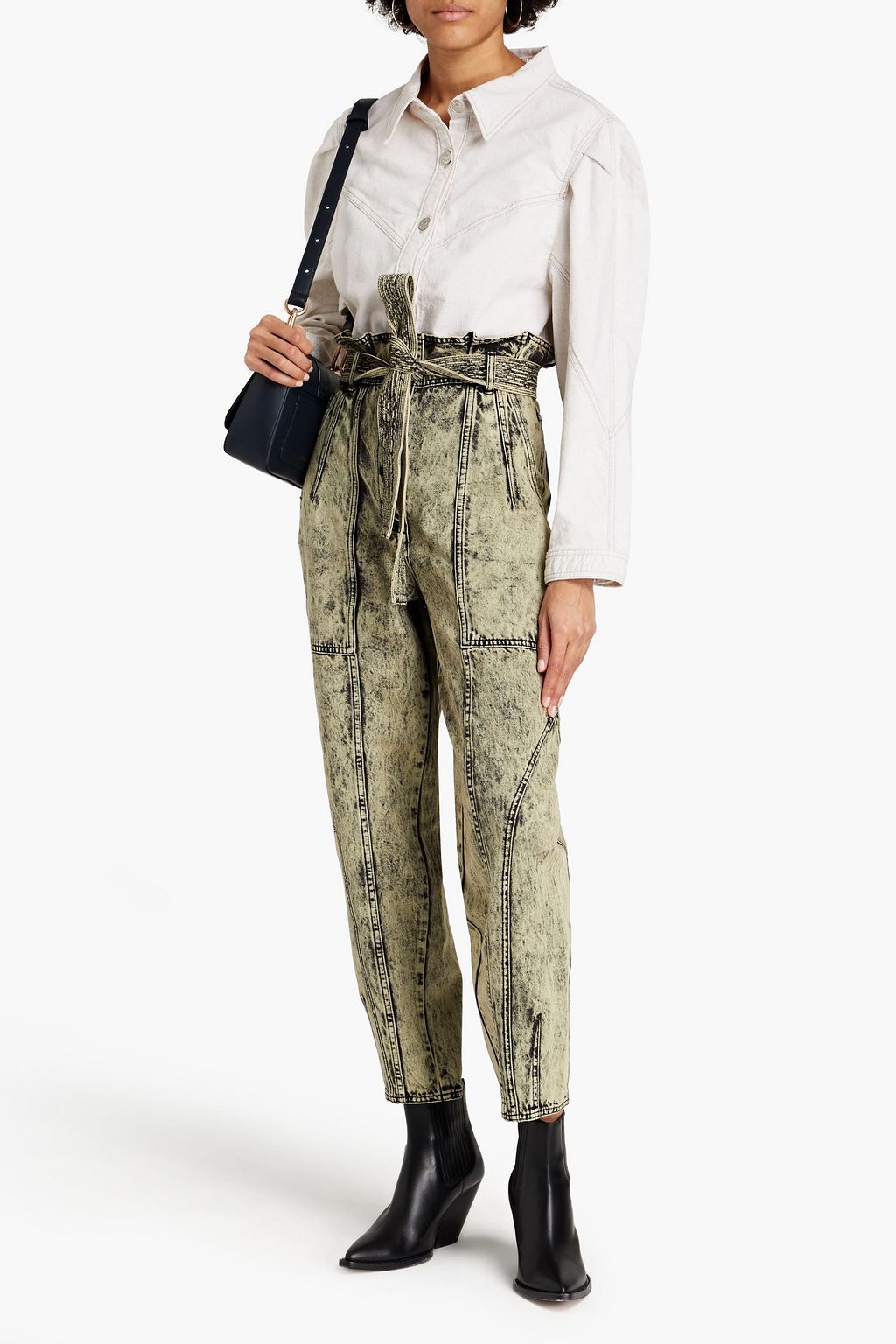 ULLA JOHNSON Brier cropped belted high-rise tapered jeans