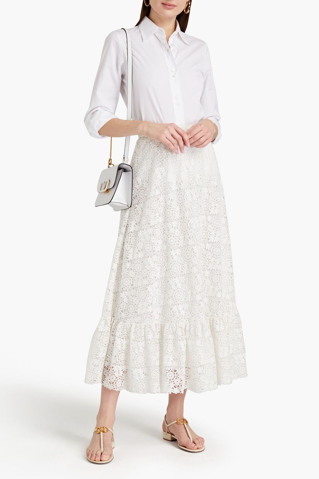 REDVALENTINO Guipure lace midi skirt