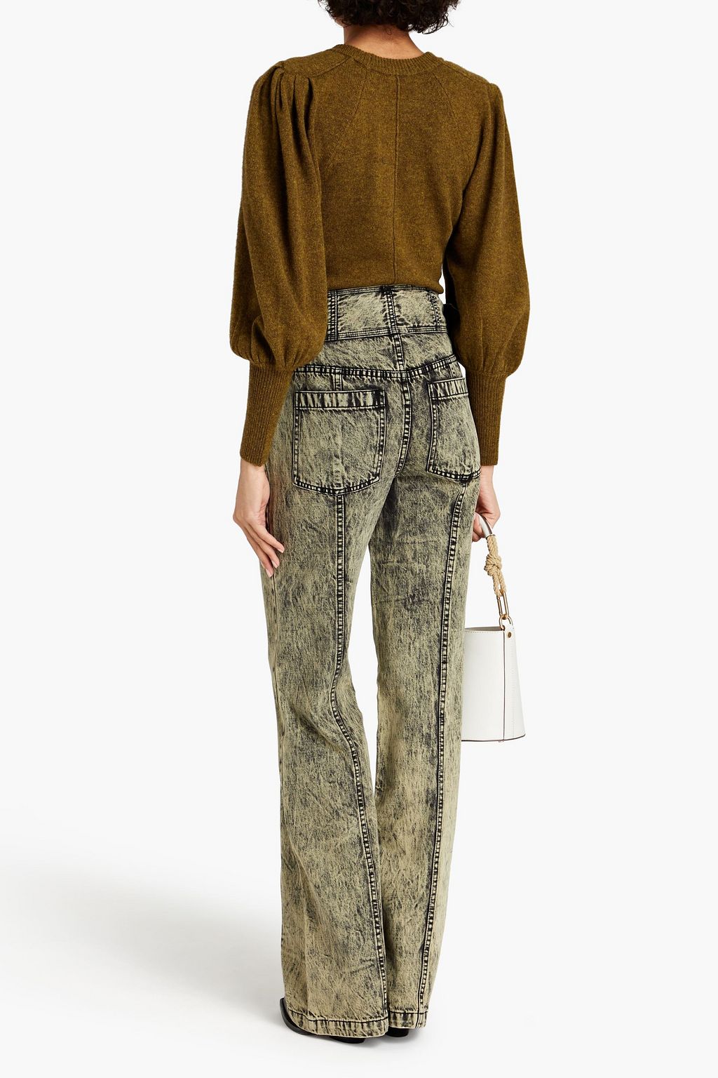 ULLA JOHNSON Albie belted acid-wash high-rise wide-leg