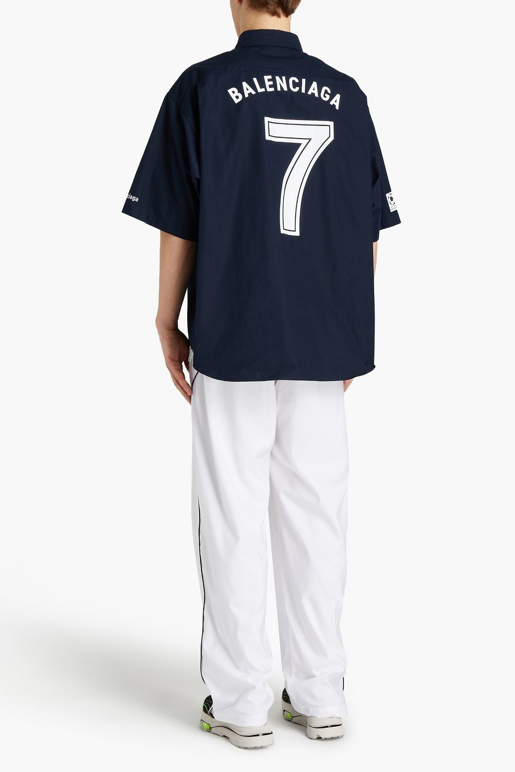 BALENCIAGA Oversized appliquéd printed cotton-poplin shirt
