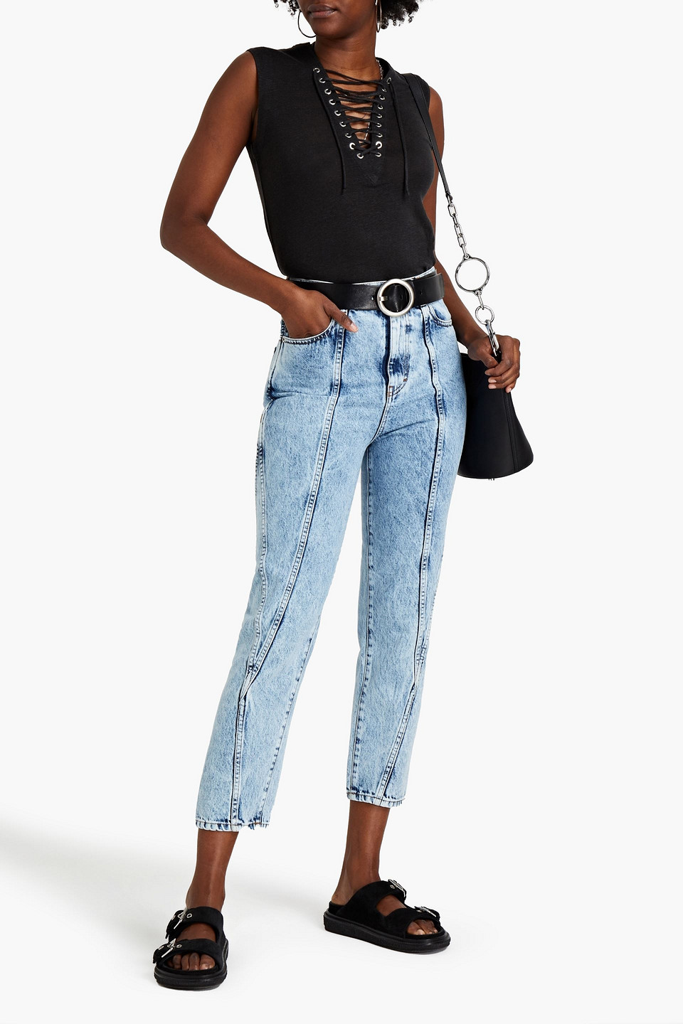 Iro Celsian Cropped High-rise Tapered Jeans In Light Denim