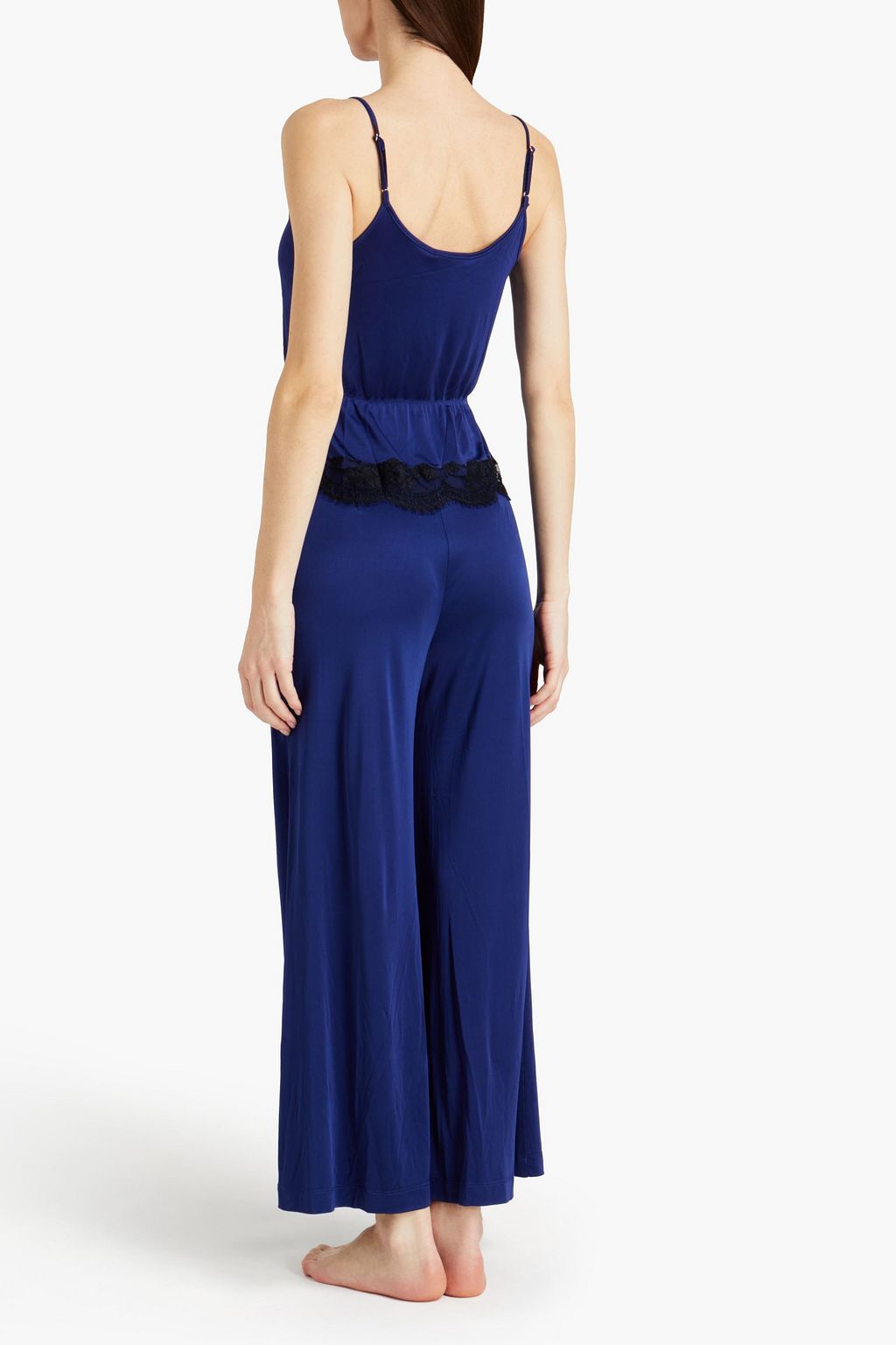 FLEUR DU MAL Lace-paneled satin-jersey camisole
