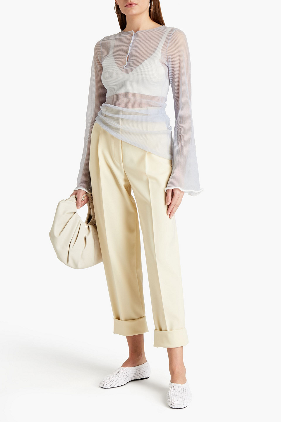 Acne Studios Asymmetric Ribbed-knit Jumper In Blue