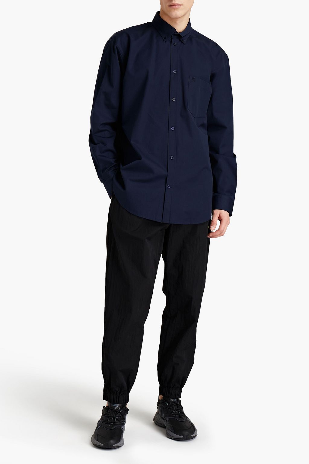 BALENCIAGA Logo-embroidered cotton-poplin shirt