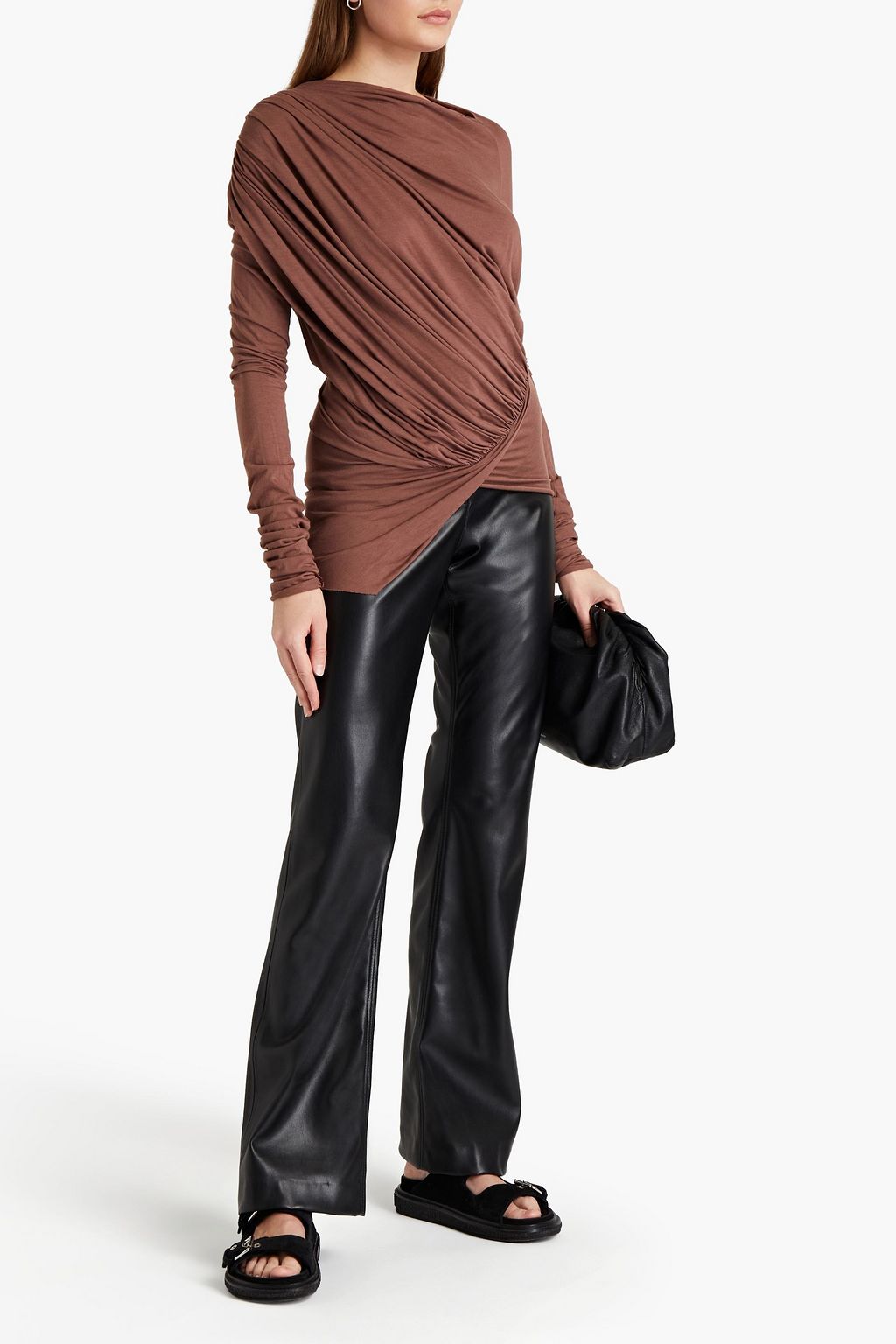 RICK OWENS LILIES Asymmetric draped jersey top