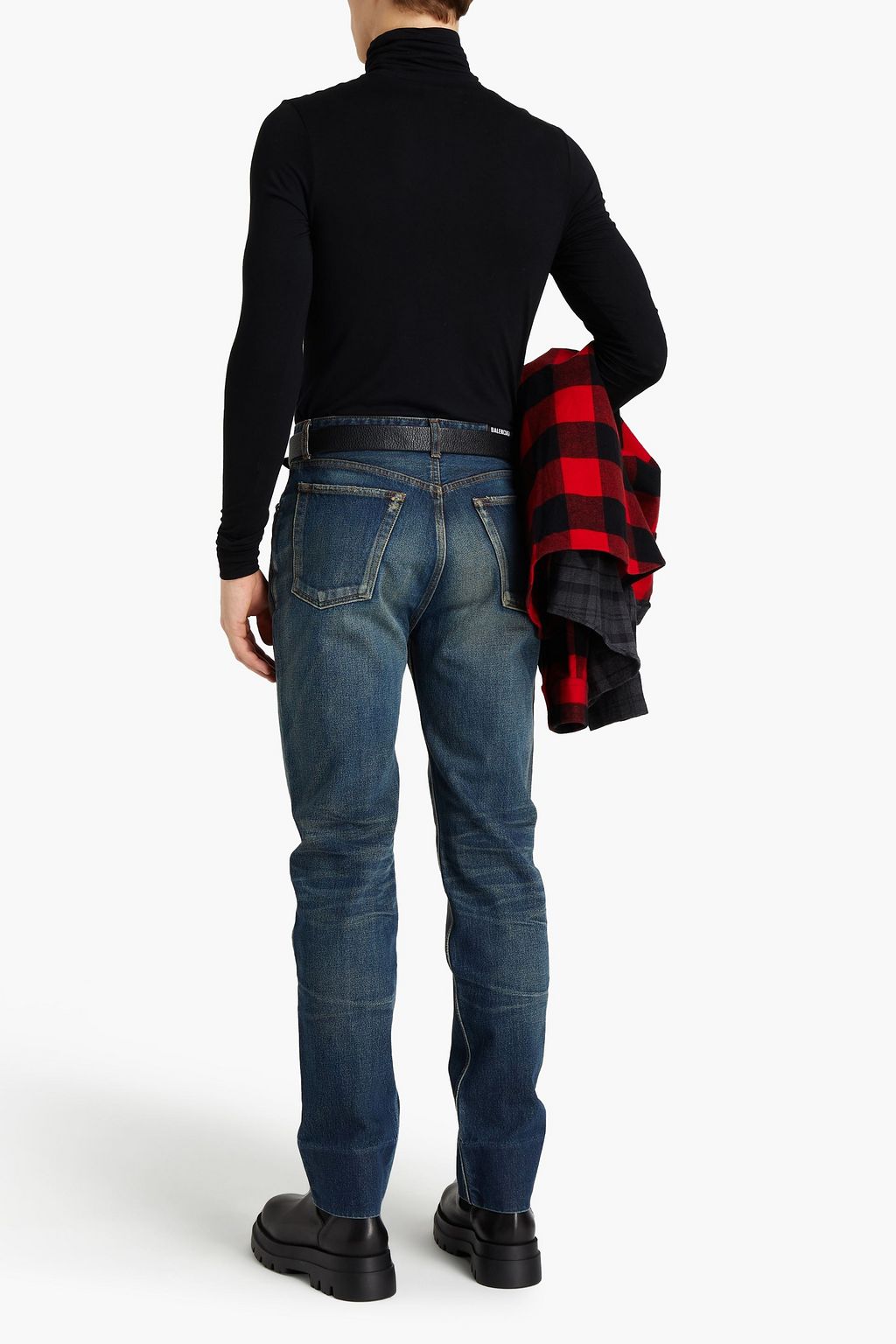 Mid denim Slim-fit faded denim jeans 