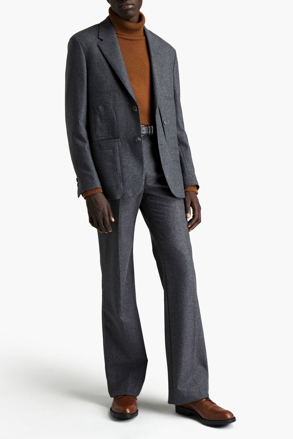 FENDI Mélange wool-flannel blazer