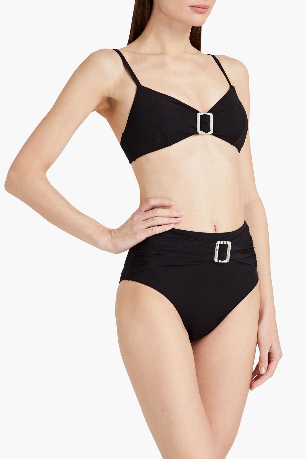 JETS AUSTRALIA BY JESSIKA ALLEN Buckle-embellished ribbed high-rise bikini briefs