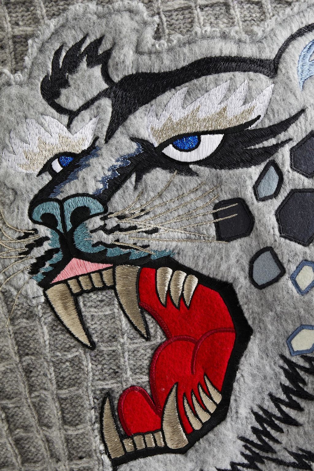 KENZO X KANSAI YAMAMOTO Paneled embroidered brushed wool-blend sweater