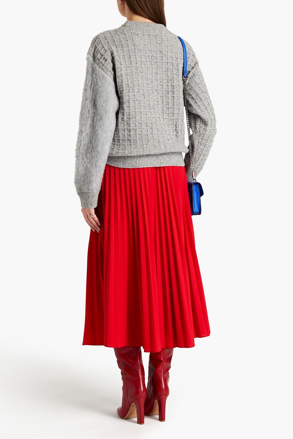 KENZO X KANSAI YAMAMOTO Paneled embroidered brushed wool-blend sweater