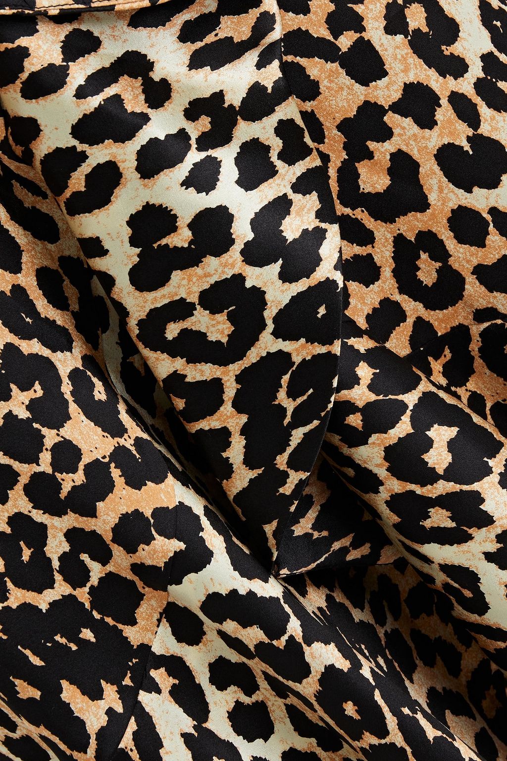 GANNI Leopard-print stretch-silk satin midi skirt