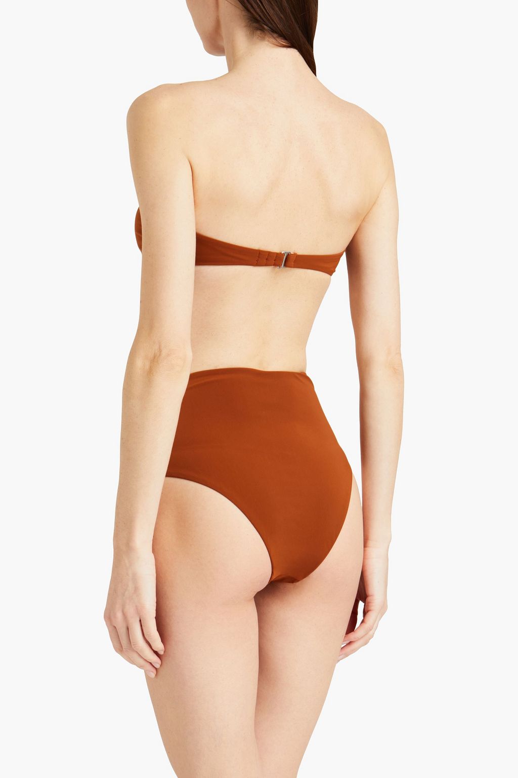 ANEMOS Embellished ruched bandeau bikini top