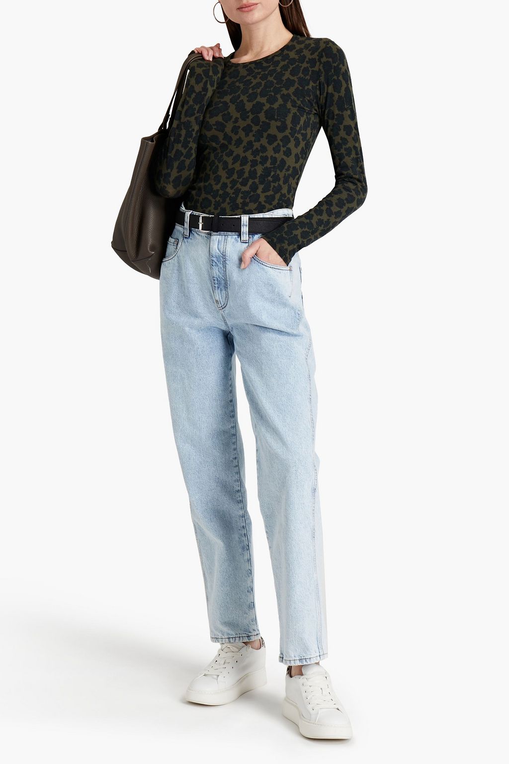 MAJESTIC FILATURES Printed cotton-blend jersey top