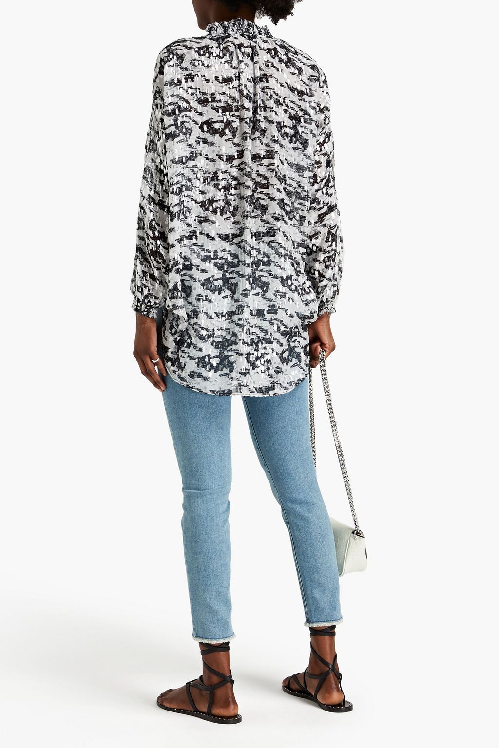 IRO Sella oversized metallic fil coupé jacquard blouse