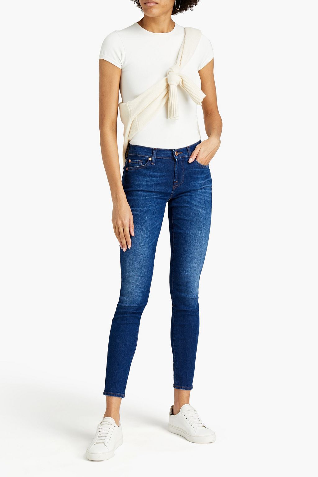 7 FOR ALL MANKIND Faded mid-rise skinny jeans