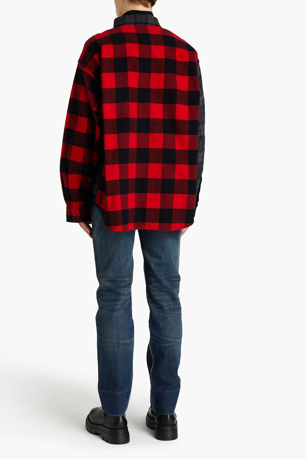 Dark gray Oversized checked cotton 