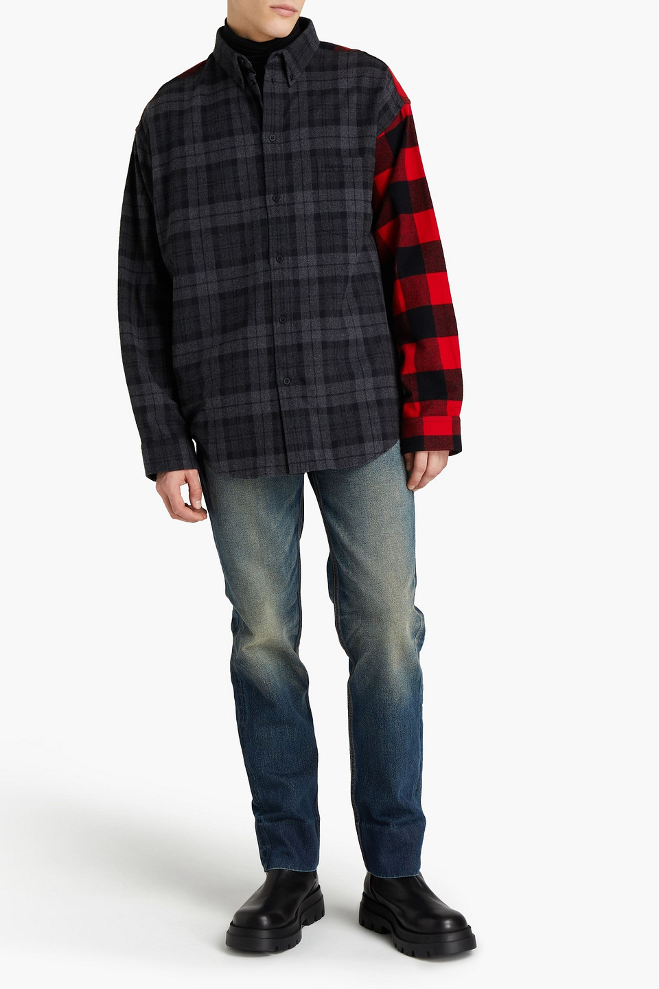 Balenciaga Man Oversized Checked Cotton-flannel Shirt