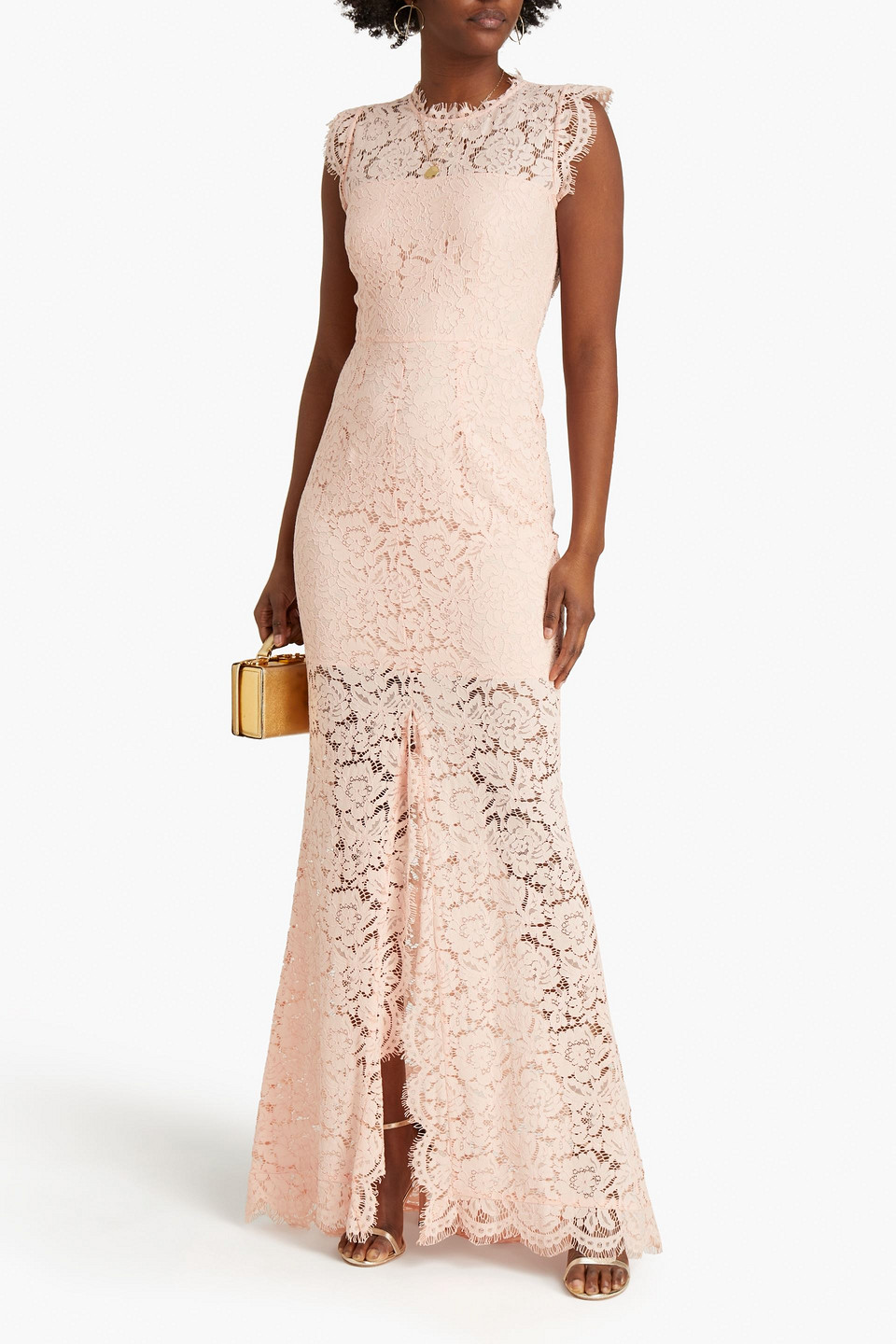 RACHEL ZOE OPEN-BACK CORDED LACE GOWN 3074457345628390653