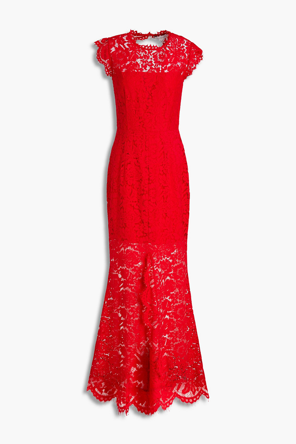 Rachel Zoe Woman Open-back Corded Lace Gown Red