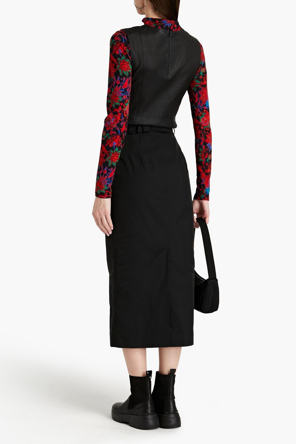 RAF SIMONS Bow-embellished taffeta midi pencil skirt