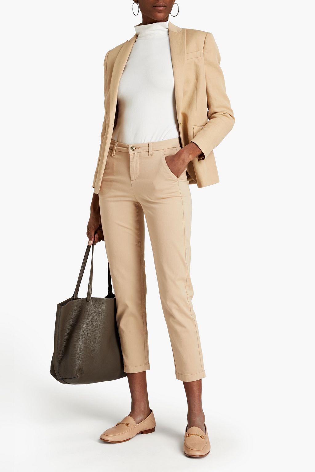 7 FOR ALL MANKIND Cropped cotton-blend twill tapered pants
