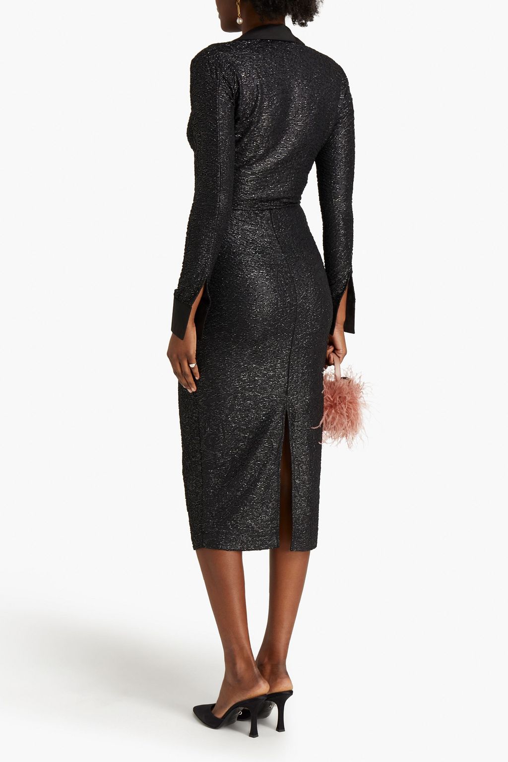 ROTATE BIRGER CHRISTENSEN Simone ruched metallic cloqué midi dress