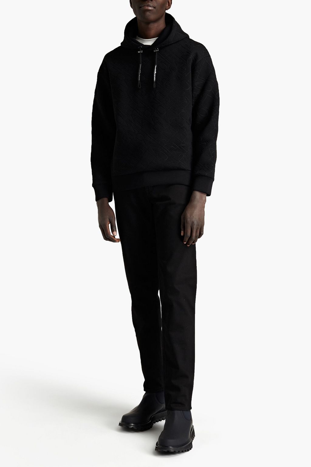 EMPORIO ARMANI Logo-embroidered neoprene hoodie