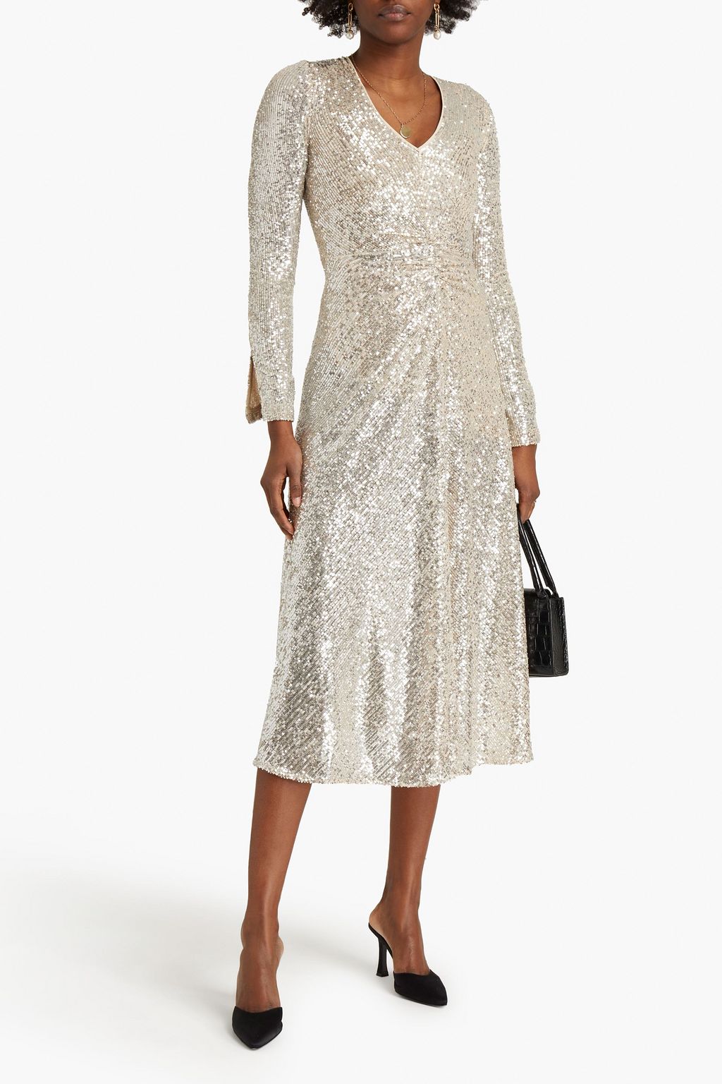 ROTATE BIRGER CHRISTENSEN Sierra ruched sequined mesh dress
