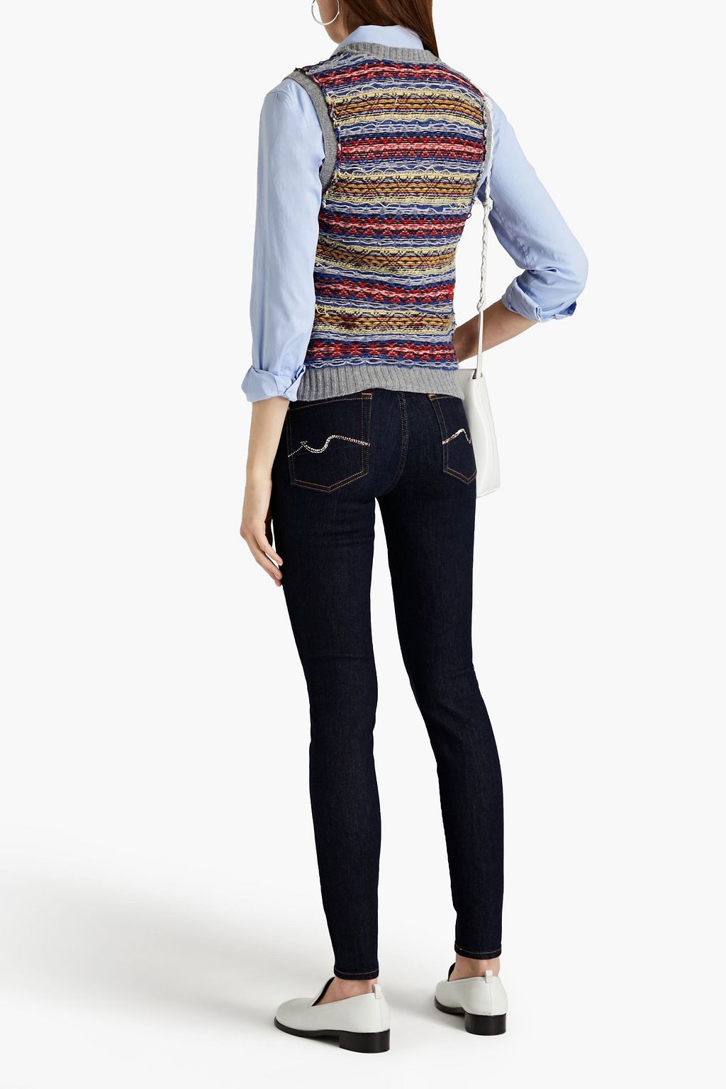 7 FOR ALL MANKIND Crystal-embellished high-rise skinny jeans