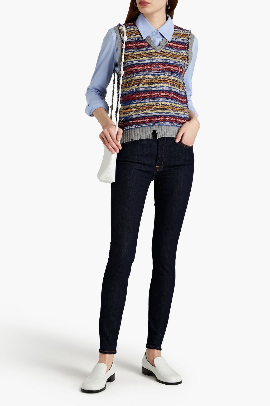 7 FOR ALL MANKIND Crystal-embellished high-rise skinny jeans