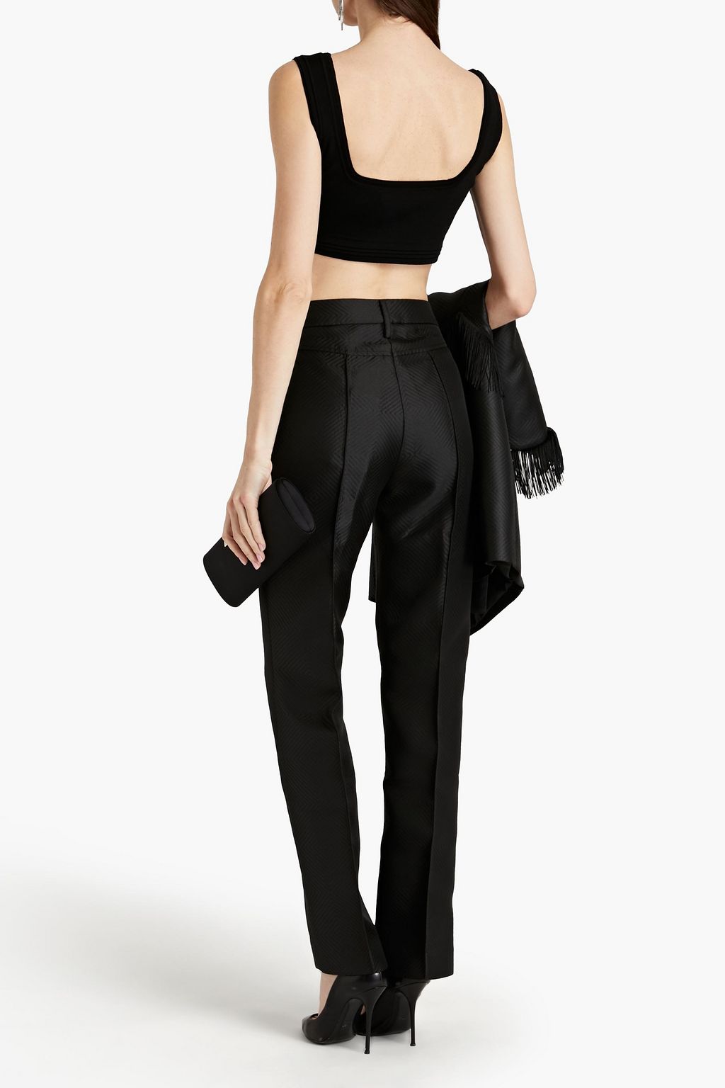 ROTATE BIRGER CHRISTENSEN Robyn satin-jacquard straight-leg pants